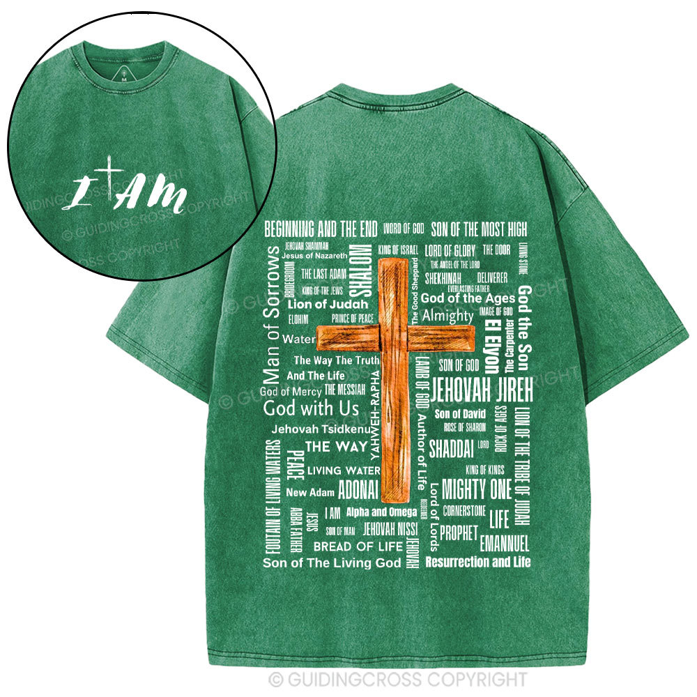 Jesus Name Cross Christian Washed T-Shirt