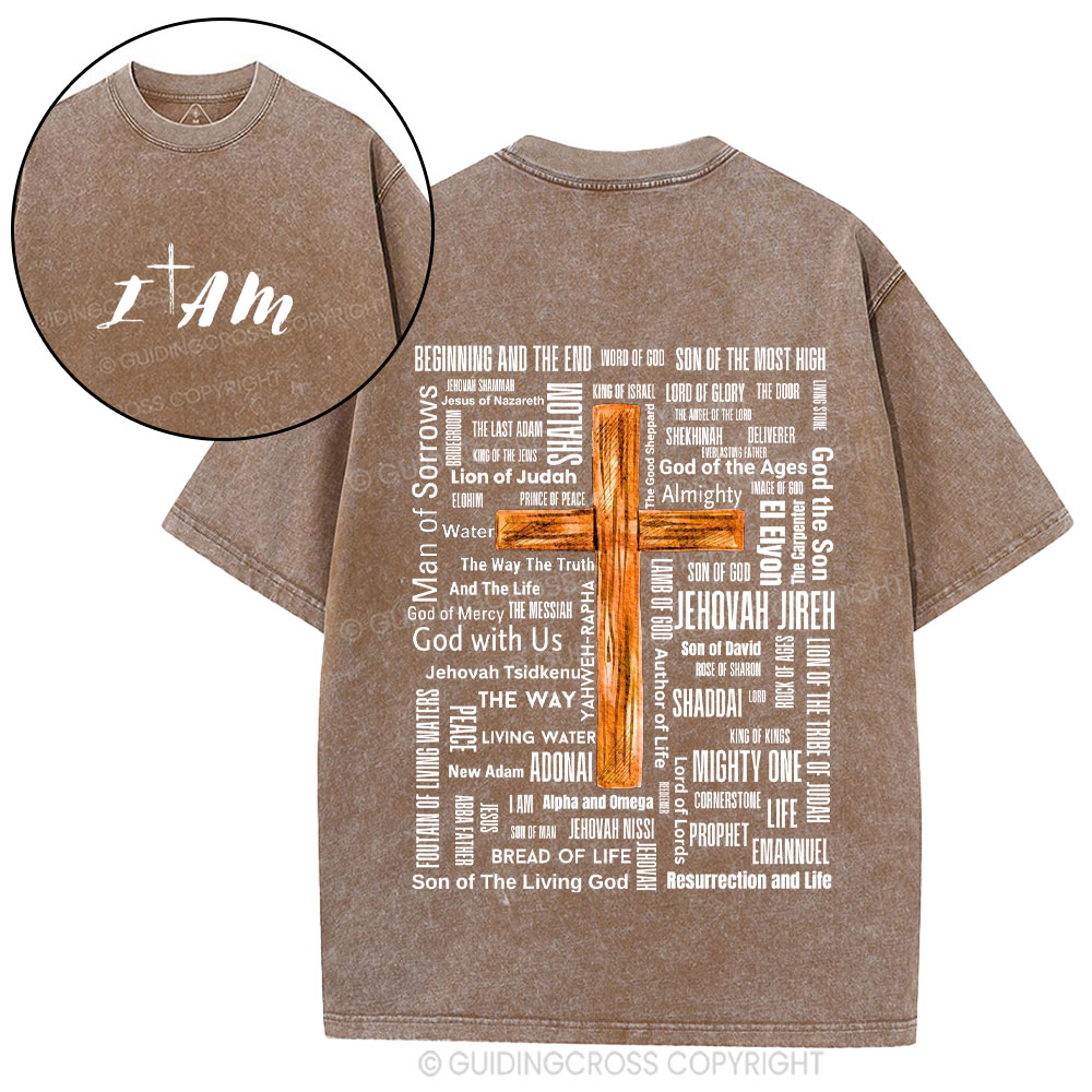 Jesus Name Cross Christian Washed T-Shirt