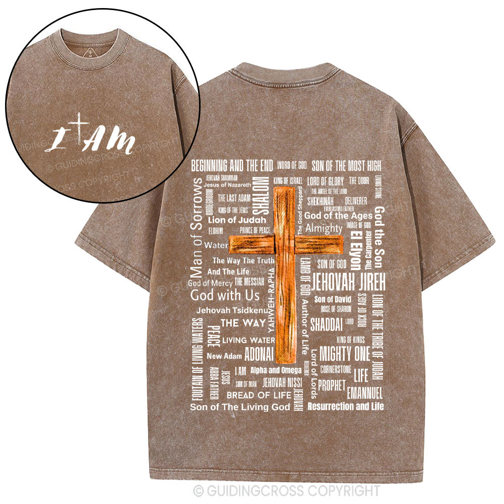 Jesus Name Cross Christian Washed T-Shirt