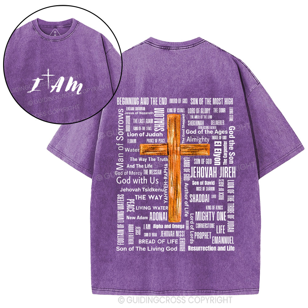 Jesus Name Cross Christian Washed T-Shirt