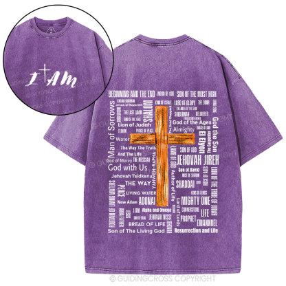 Jesus Name Cross Christian Washed T-Shirt