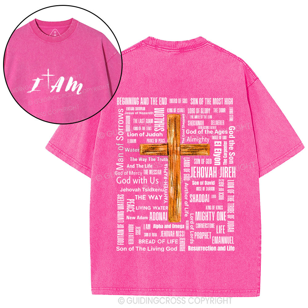 Jesus Name Cross Christian Washed T-Shirt