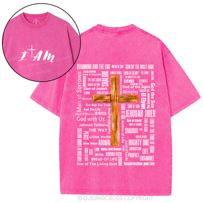 Jesus Name Cross Christian Washed T-Shirt