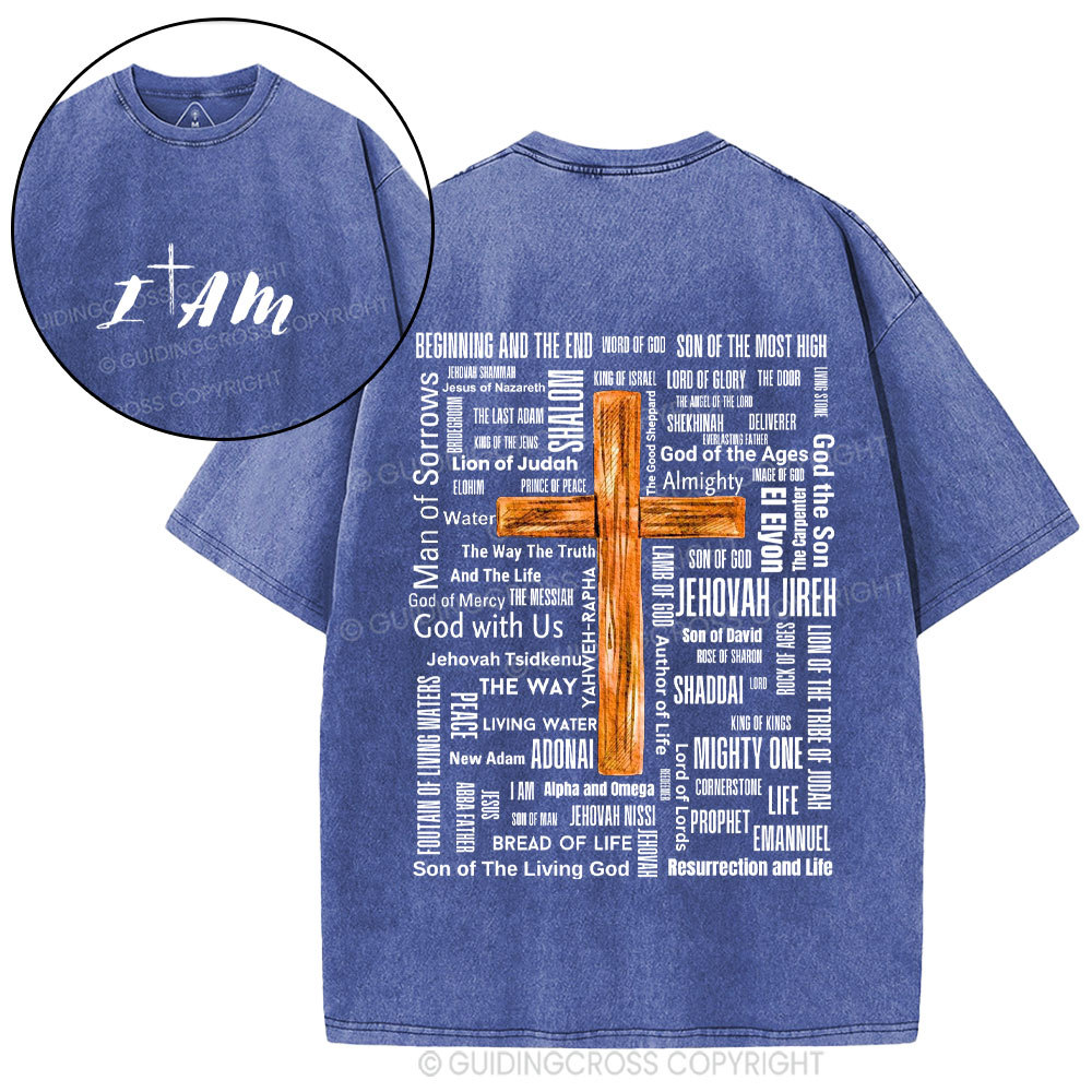 Jesus Name Cross Christian Washed T-Shirt