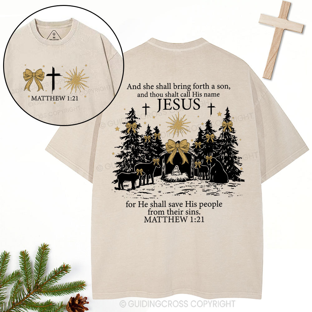 Jesus Nativity Christmas Christian Washed T-Shirt
