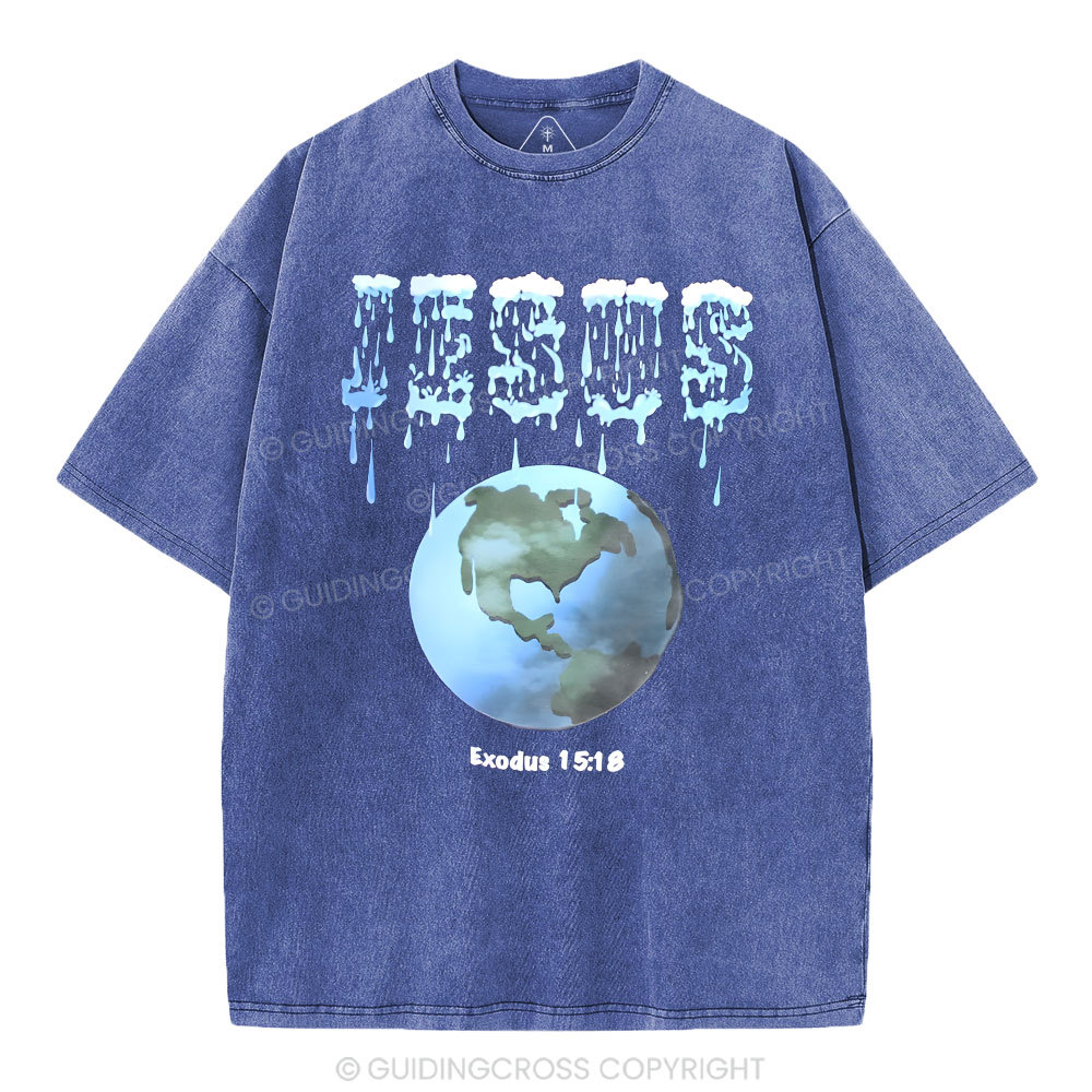 Jesus On The Earth Christian Washed T-Shirt