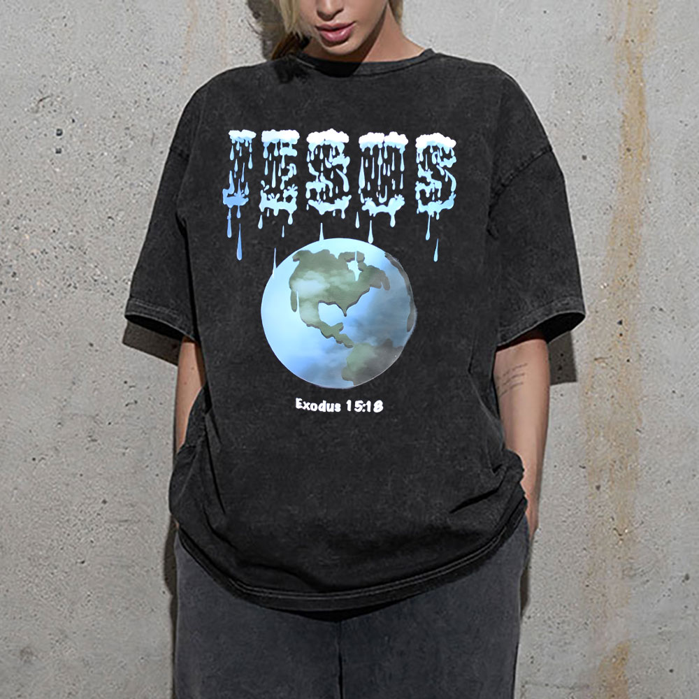Jesus On The Earth Christian Washed T-Shirt