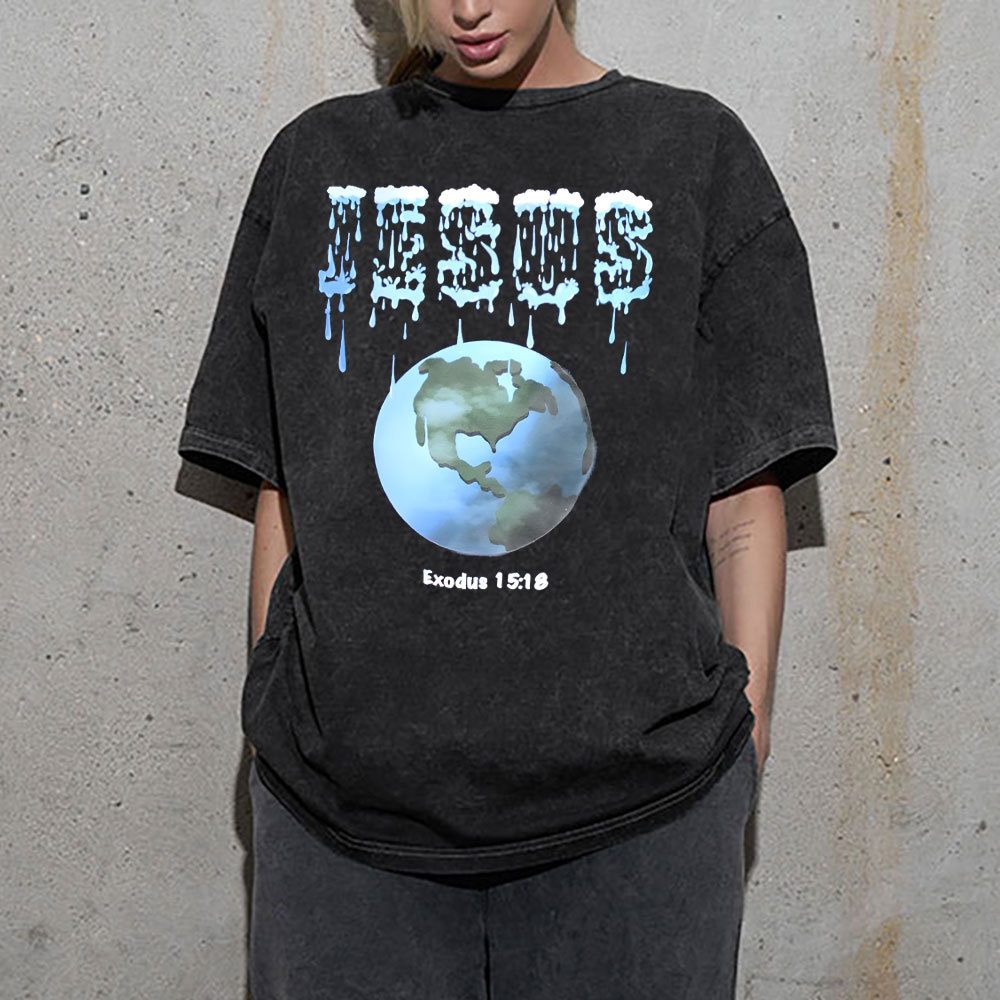 Jesus On The Earth Christian Washed T-Shirt