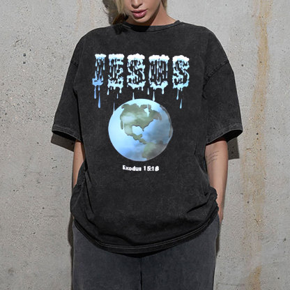 Jesus On The Earth Christian Washed T-Shirt