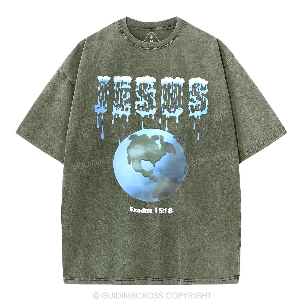 Jesus On The Earth Christian Washed T-Shirt