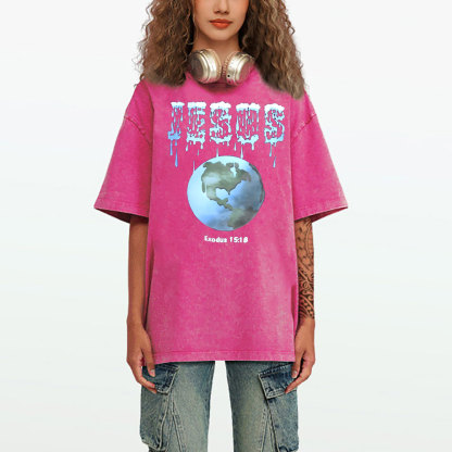 Jesus On The Earth Christian Washed T-Shirt