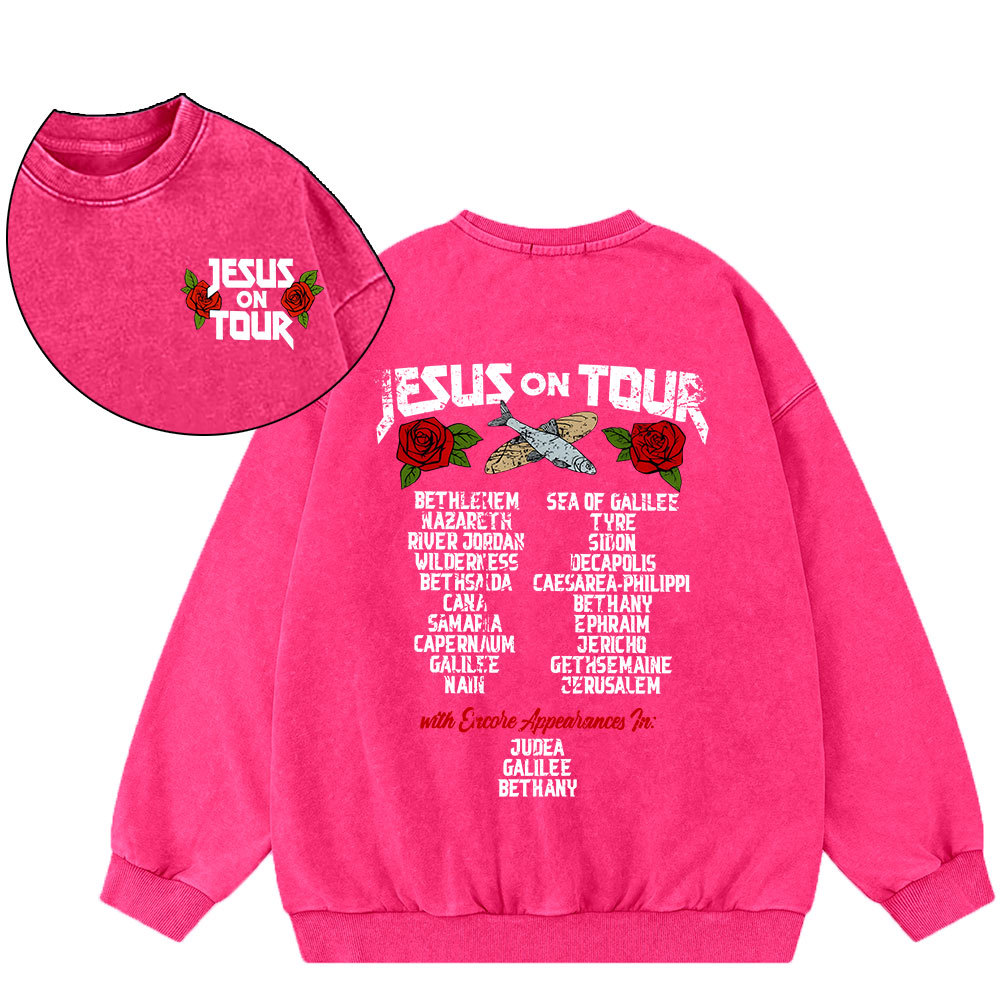 Jesus On Tour Christian Washed Sweatshirt