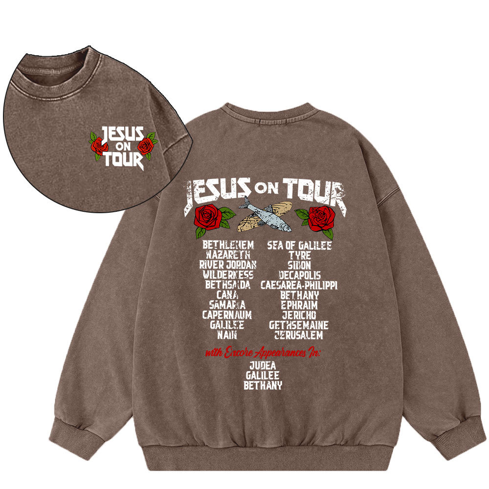Jesus On Tour Christian Washed Sweatshirt