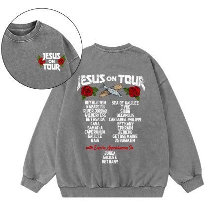 Jesus On Tour Christian Washed Sweatshirt