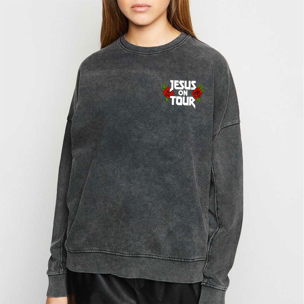 Jesus On Tour Christian Washed Sweatshirt