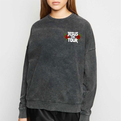 Jesus On Tour Christian Washed Sweatshirt