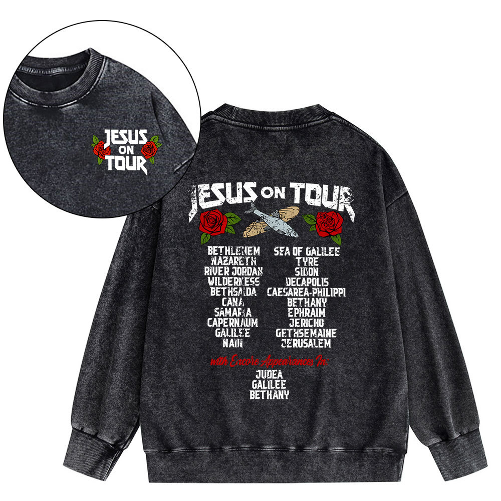 Jesus On Tour Christian Washed Sweatshirt