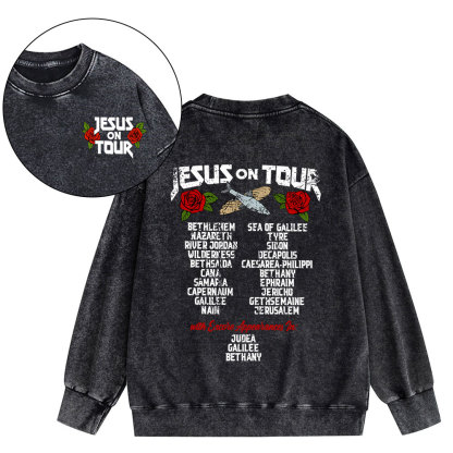 Jesus On Tour Christian Washed Sweatshirt