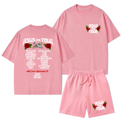 Jesus On Tour Christian Washed T-Shirt & Shorts