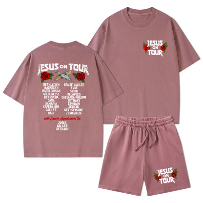 Jesus On Tour Christian Washed T-Shirt & Shorts