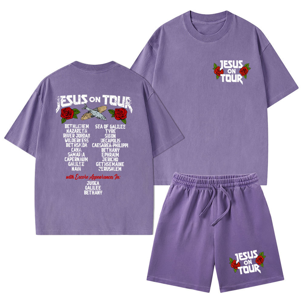 Jesus On Tour Christian Washed T-Shirt & Shorts