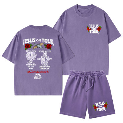 Jesus On Tour Christian Washed T-Shirt & Shorts