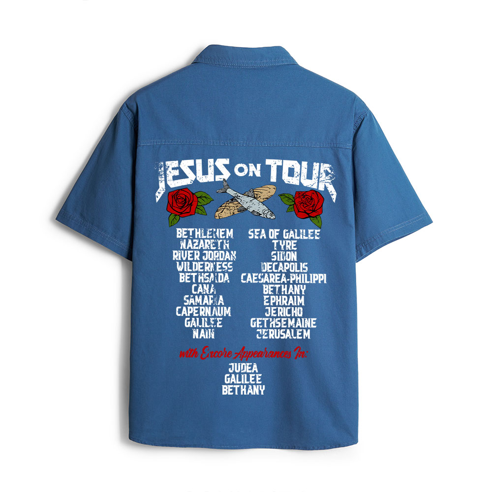 Jesus On Tour Christian Work Shirt 