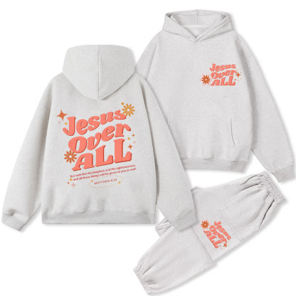 Jesus Over All Christian Fleece Hoodie Set