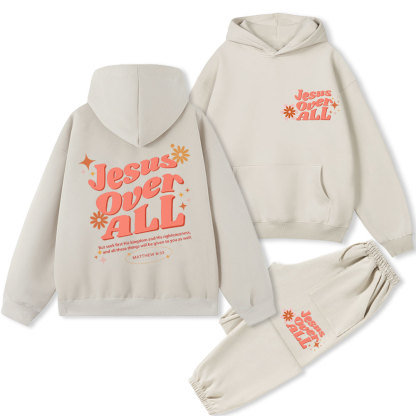Jesus Over All Christian Fleece Hoodie Set