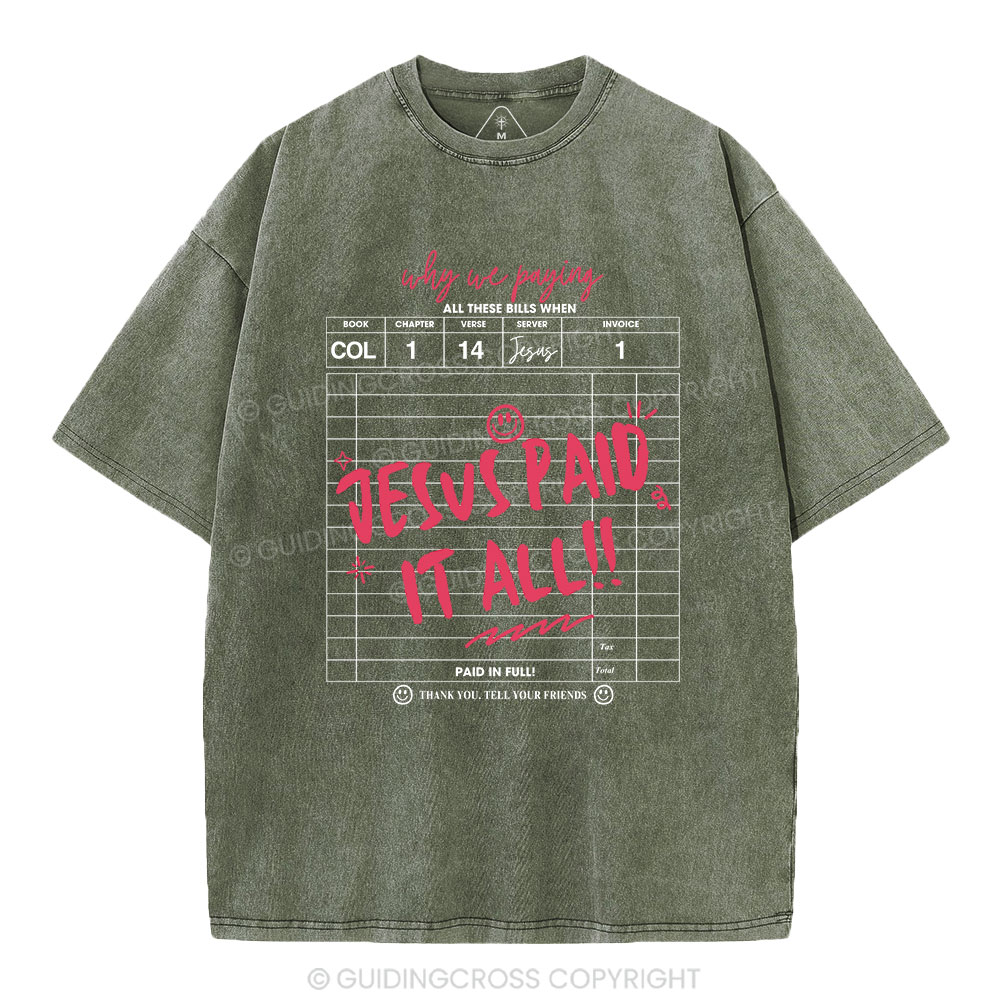 Jesus Paid It All Christian Washed T-Shirt