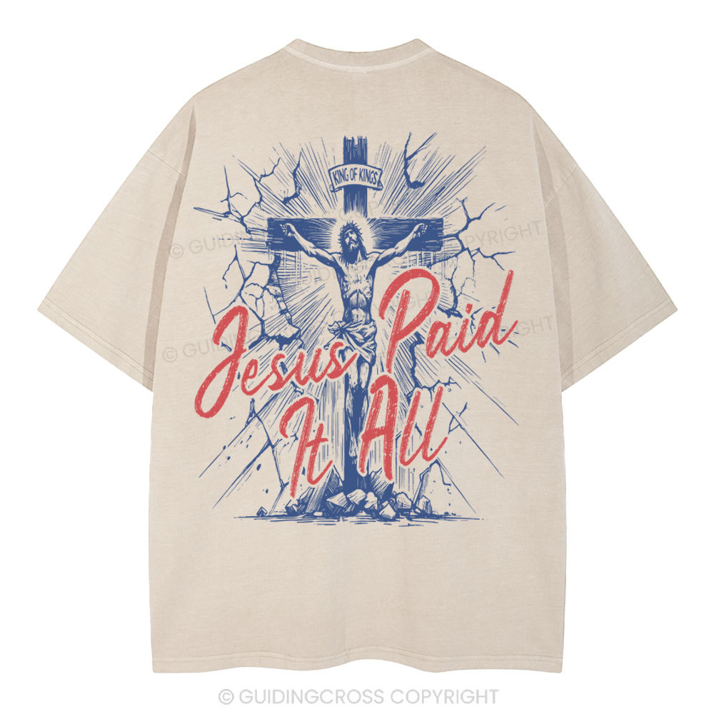 Jesus Paid It All Christian Washed T-Shirt