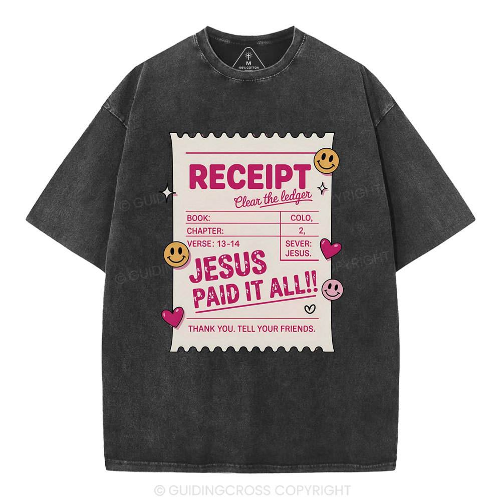 Jesus Paid It All Christian Washed T-Shirt