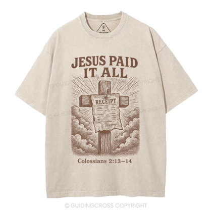 Jesus Paid It All Christian Washed T-Shirt