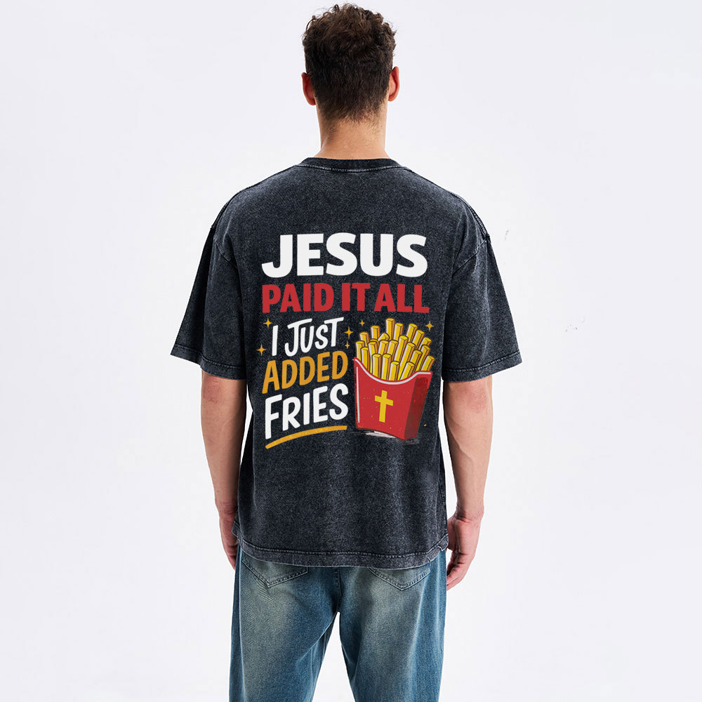 Jesus Paid It All Christian Washed T-Shirt
