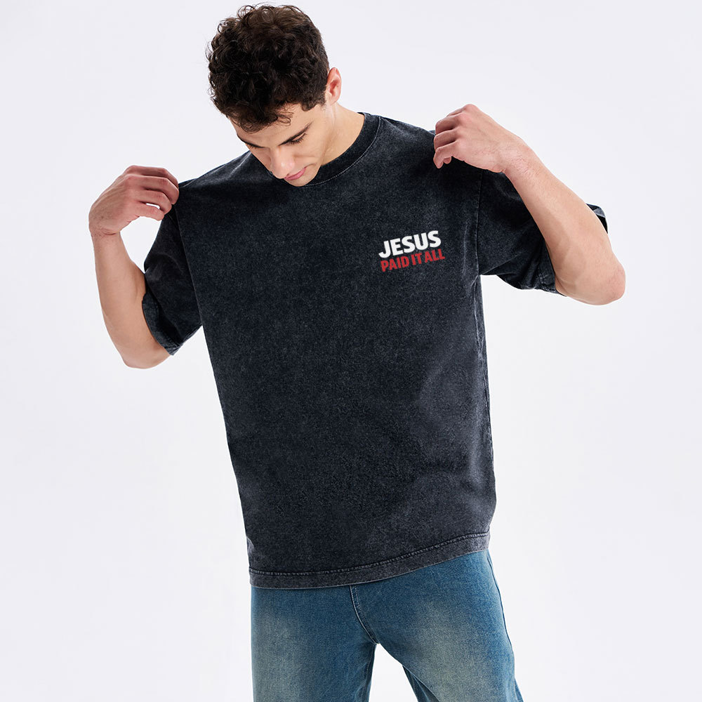 Jesus Paid It All Christian Washed T-Shirt
