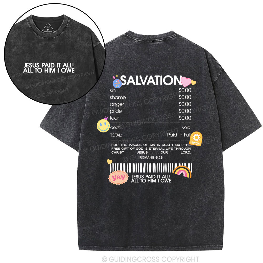 Jesus Paid It All Christian Washed T-Shirt