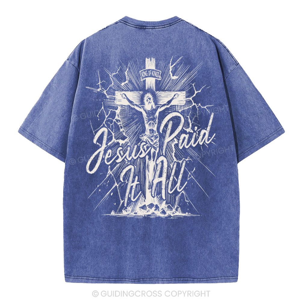 Jesus Paid It All Christian Washed T-Shirt
