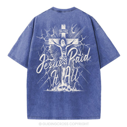 Jesus Paid It All Christian Washed T-Shirt