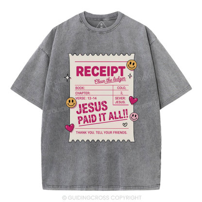 Jesus Paid It All Christian Washed T-Shirt