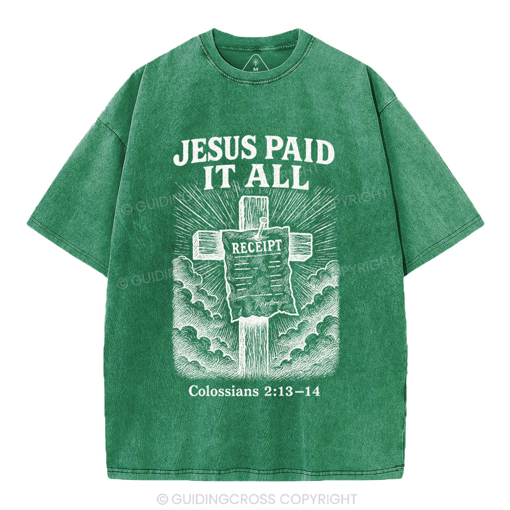 Jesus Paid It All Christian Washed T-Shirt