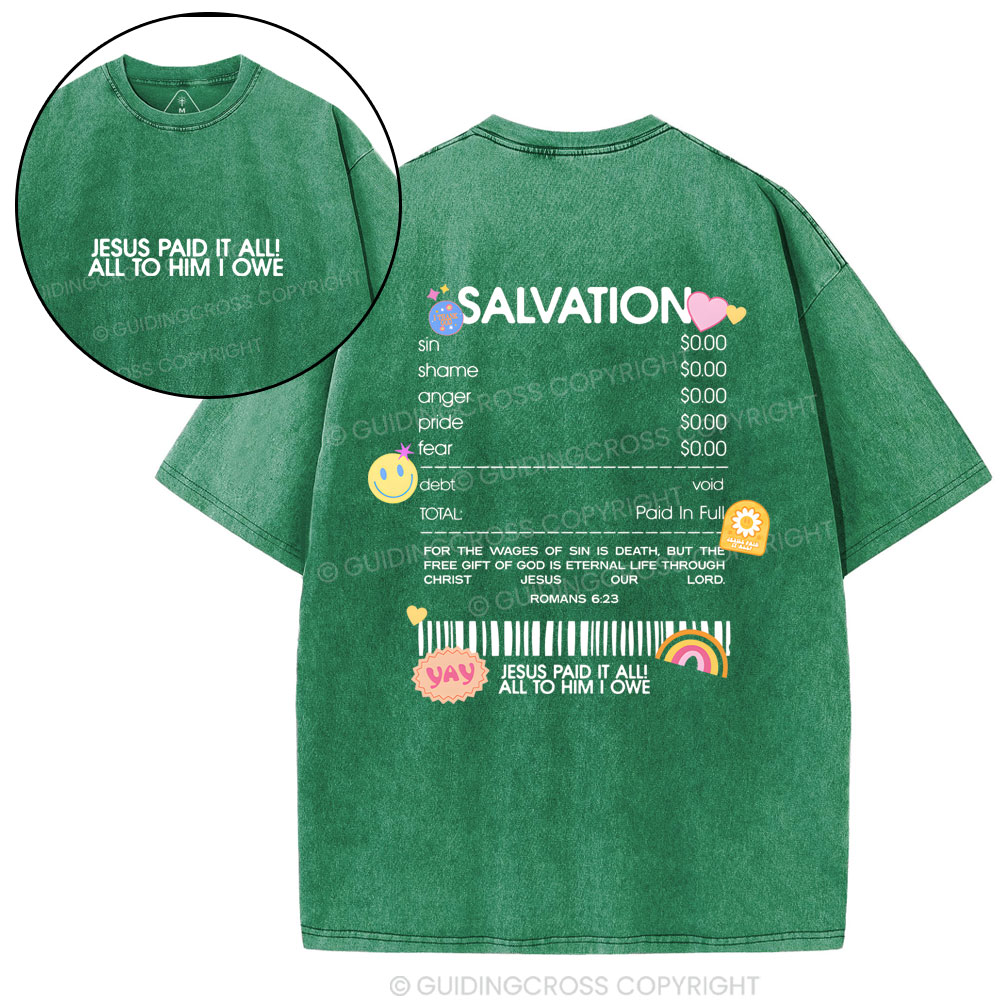 Jesus Paid It All Christian Washed T-Shirt