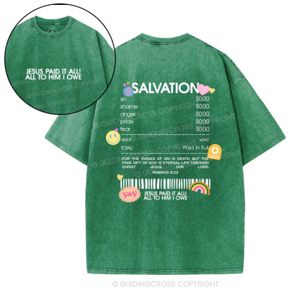 Jesus Paid It All Christian Washed T-Shirt