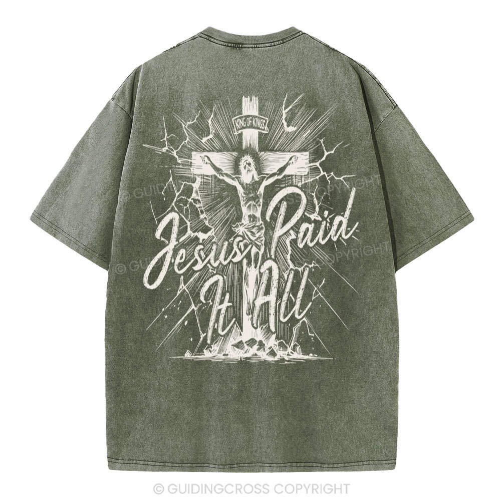 Jesus Paid It All Christian Washed T-Shirt