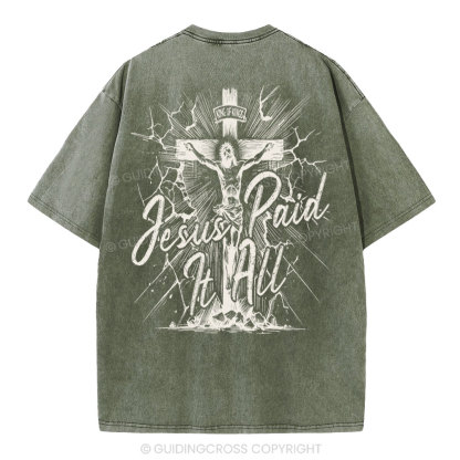 Jesus Paid It All Christian Washed T-Shirt
