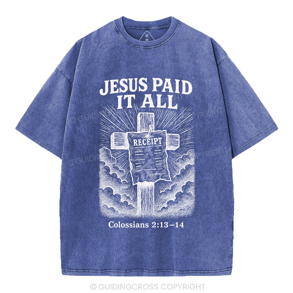 Jesus Paid It All Christian Washed T-Shirt