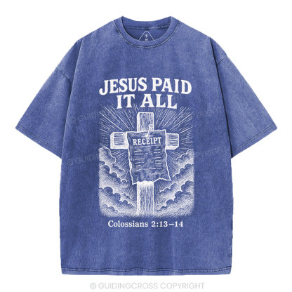 Jesus Paid It All Christian Washed T-Shirt
