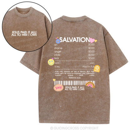 Jesus Paid It All Christian Washed T-Shirt