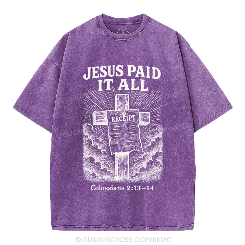 Jesus Paid It All Christian Washed T-Shirt