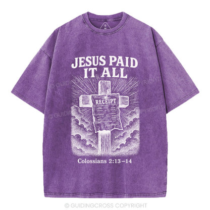 Jesus Paid It All Christian Washed T-Shirt