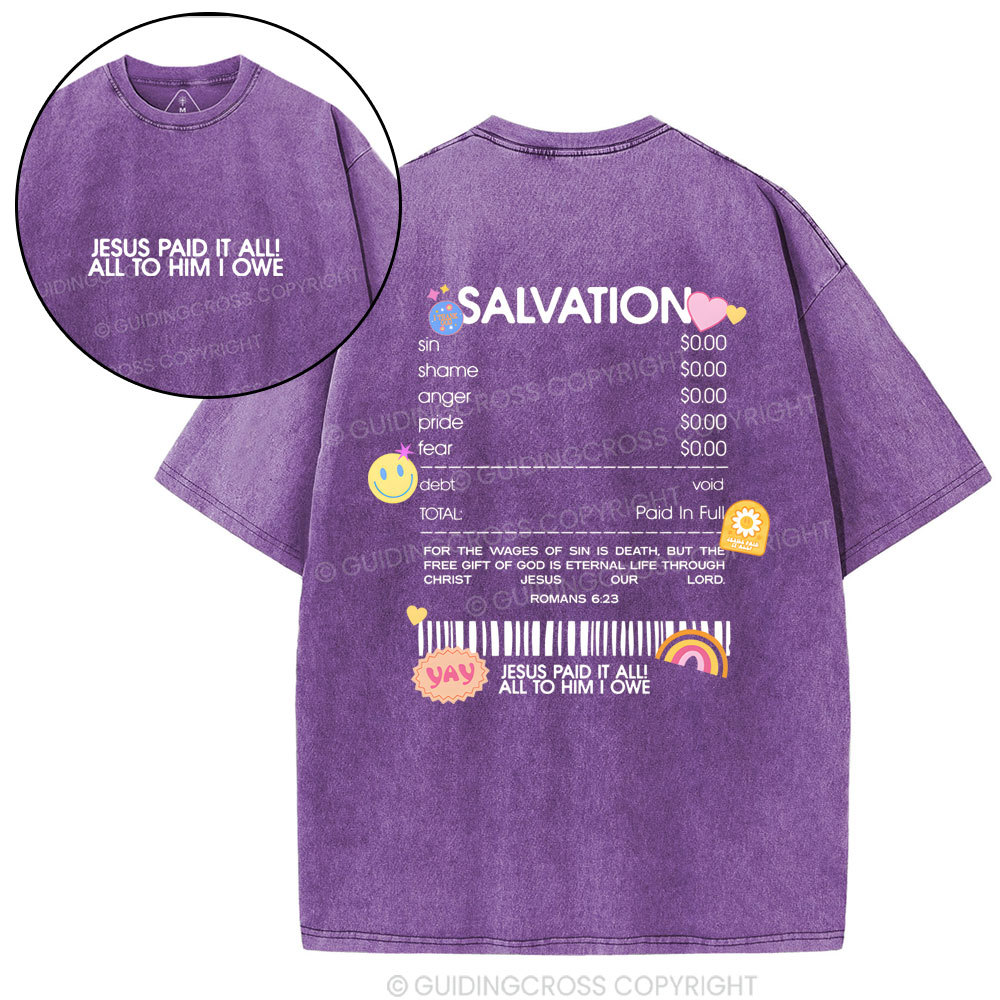 Jesus Paid It All Christian Washed T-Shirt
